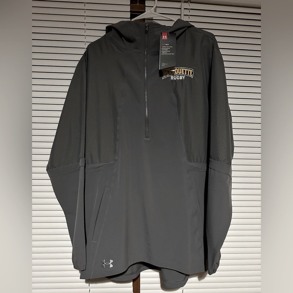 New Under Armour Marquette Rugby Half Zip Long Sleeve Lightweight Warmup Jacket